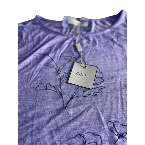 NWT Cupio Women’s Large Pretty Floral Violet Blouse Spring Summer Asymmetrical - Picture 6 of 16
